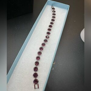 Touchstone Crystal by Swarovski Amethyst Ignite Ice Bracelet Rhodium 7-1/4" NIB